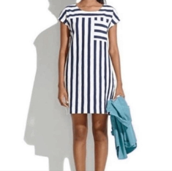 Madewell Dresses & Skirts - Madewell Navy and White Striped Pencil Dress